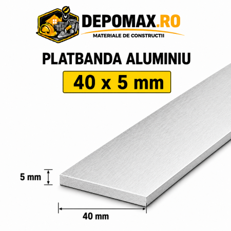 Platbanda aluminiu 40 x 5 mm, 6 metri (EN-AW 6060)